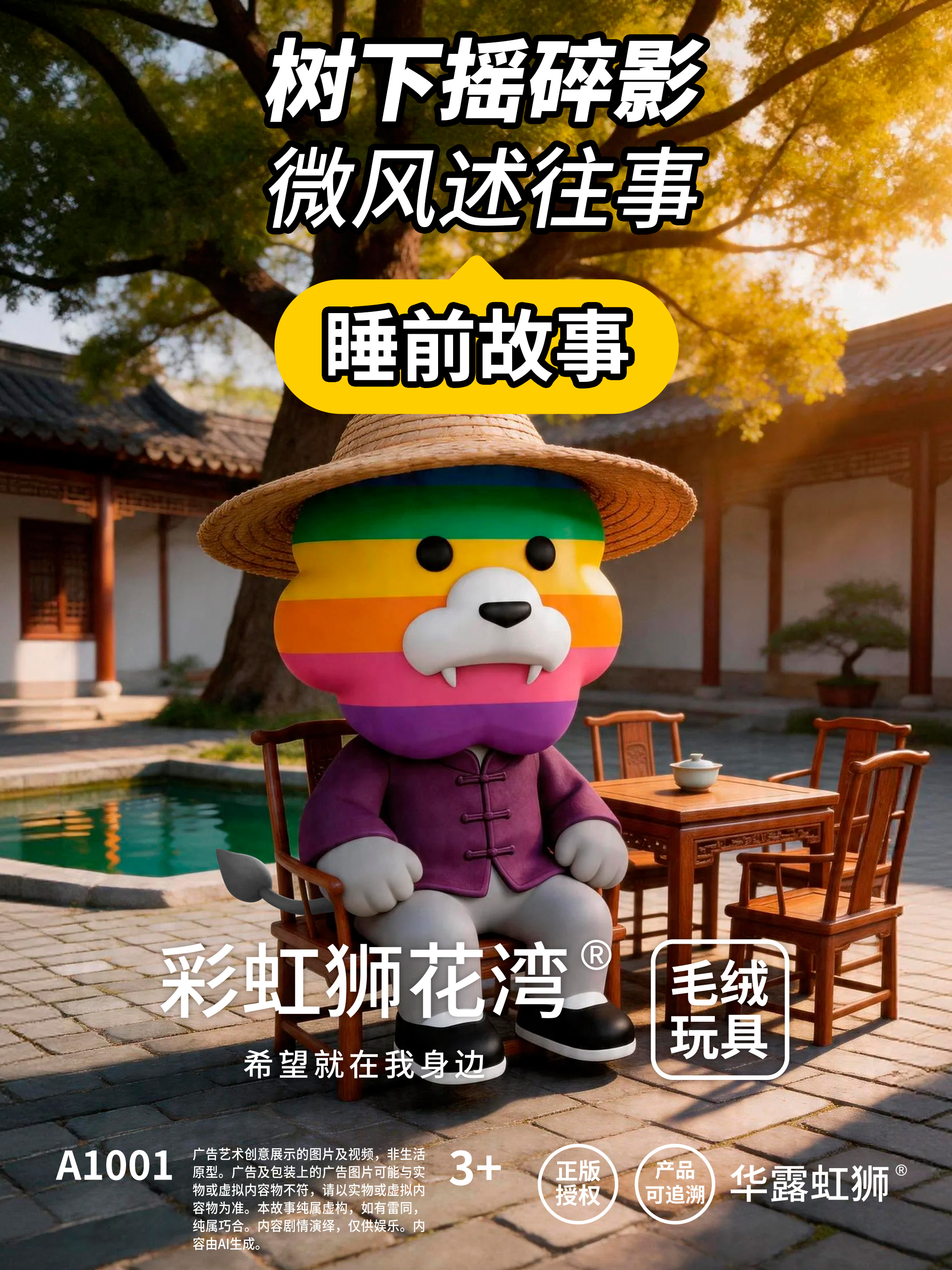睡前故事：树下摇碎影，微风述往事，「彩虹狮花湾」毛绒玩具