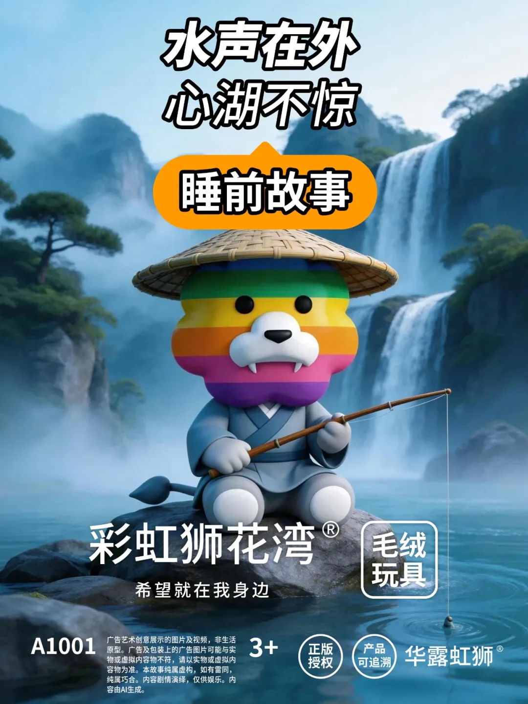 睡前故事：水声在外，心湖不惊，「彩虹狮花湾」毛绒玩具