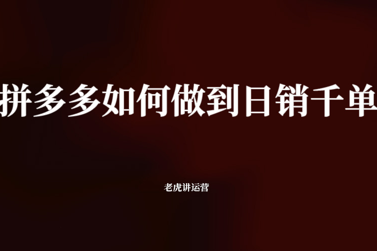 拼多多如何做到日销千单