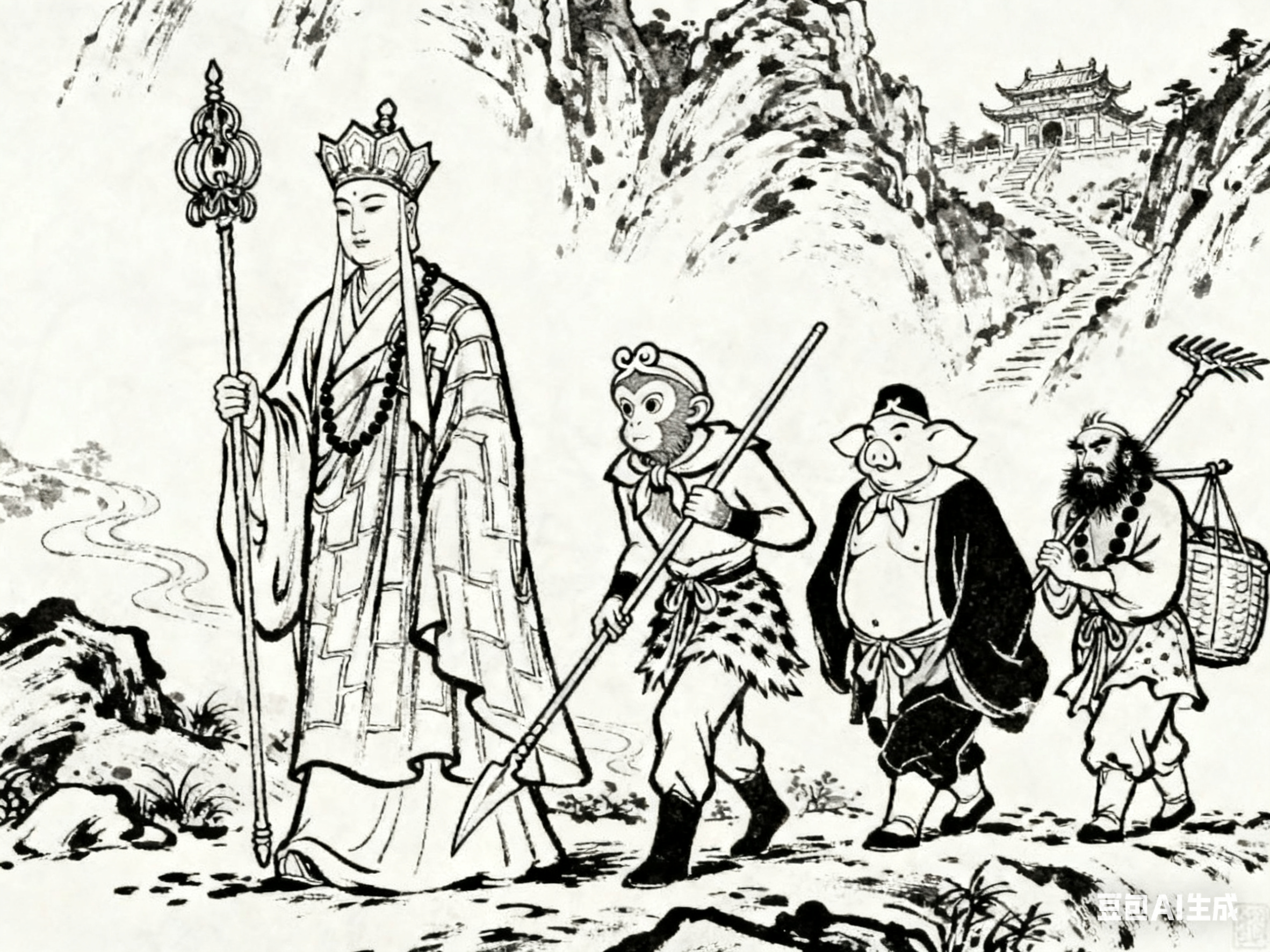 《西游记》：变线勾情节细笔刻人物，石猴至取经凝韵传史诗