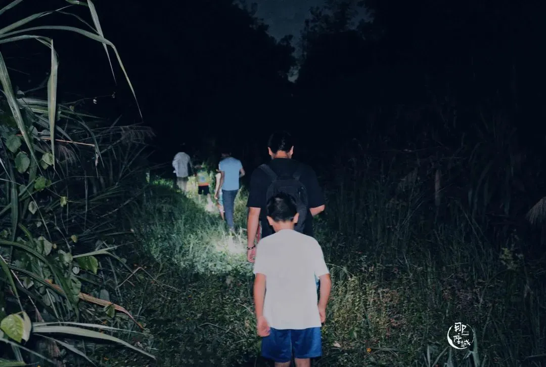 △萤火虫公园参加夜游活动的人群
