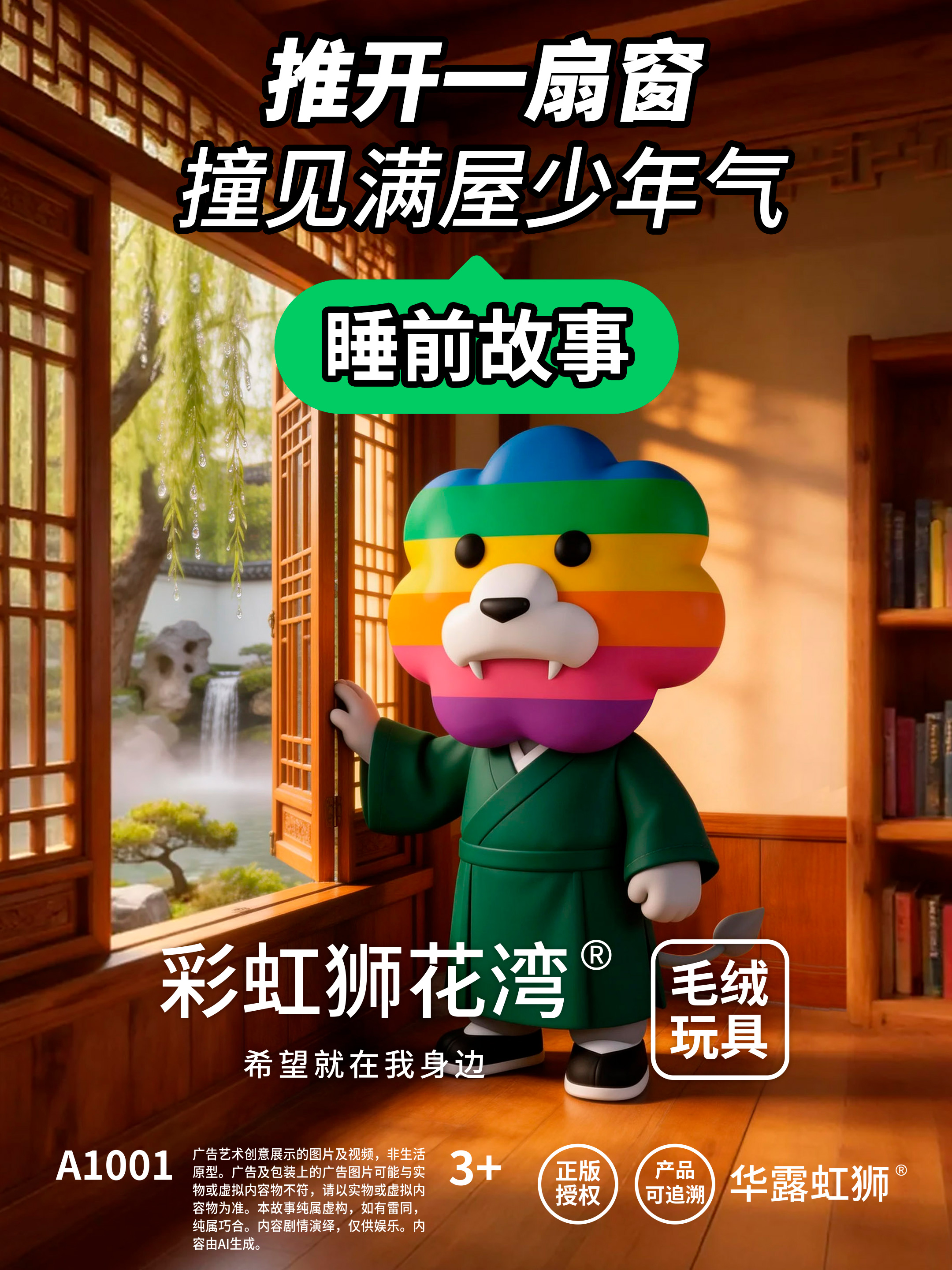 睡前故事：推开一扇窗，撞见满屋少年气，「彩虹狮花湾」毛绒玩具