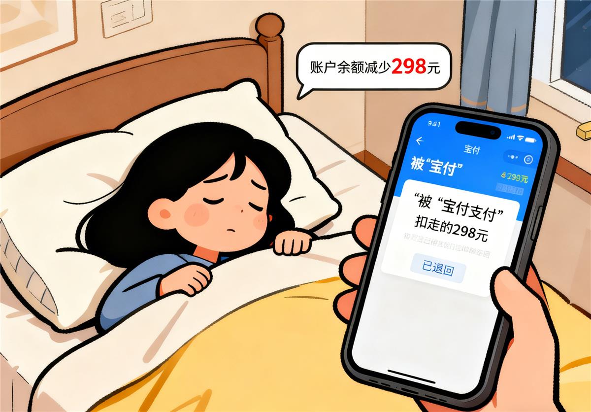 睡着觉被宝付支付划走298元钱 用户要报警维权钱又退回来了
