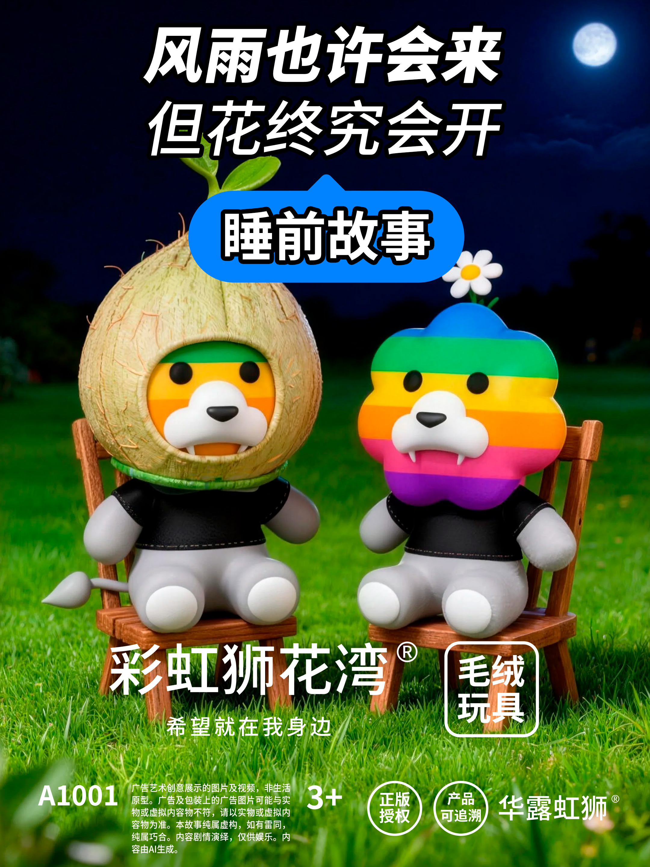 睡前故事：风雨也许会来，但花终究会开，「彩虹狮花湾」毛绒玩具