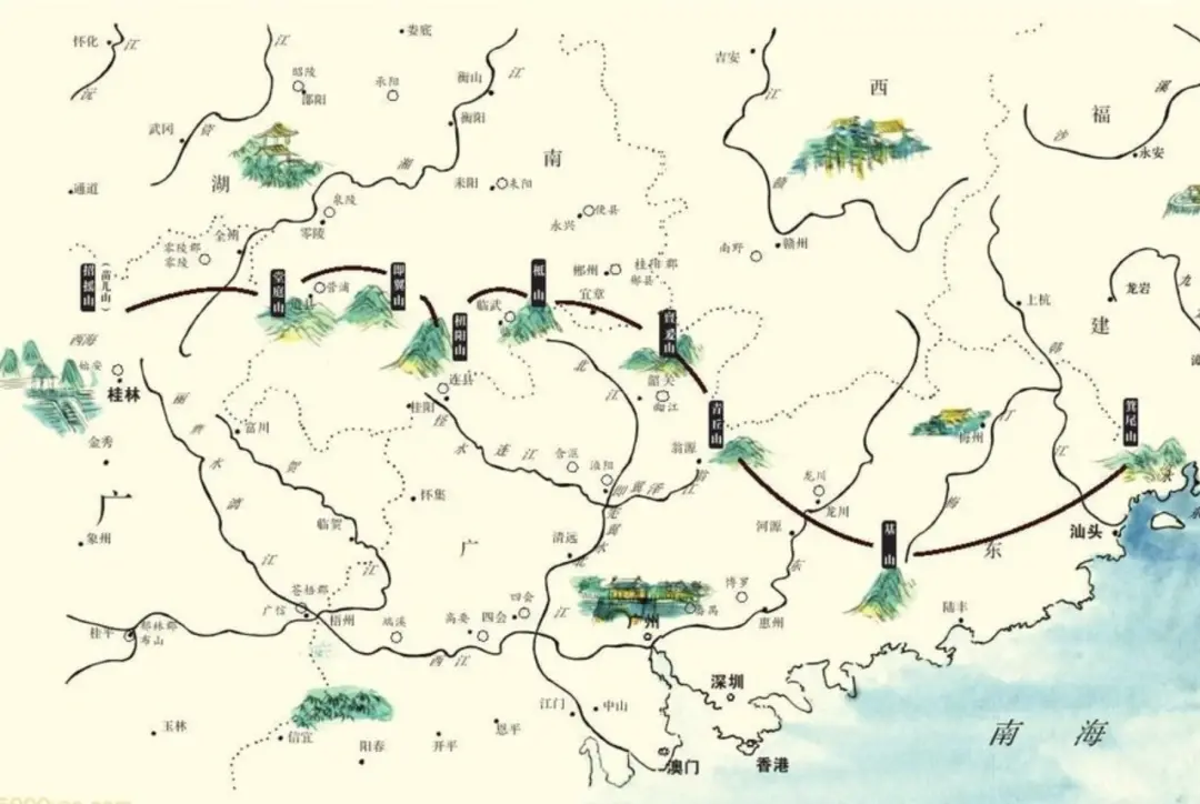 △ 《山海经》里的山,左一为招摇山,即今猫儿山
