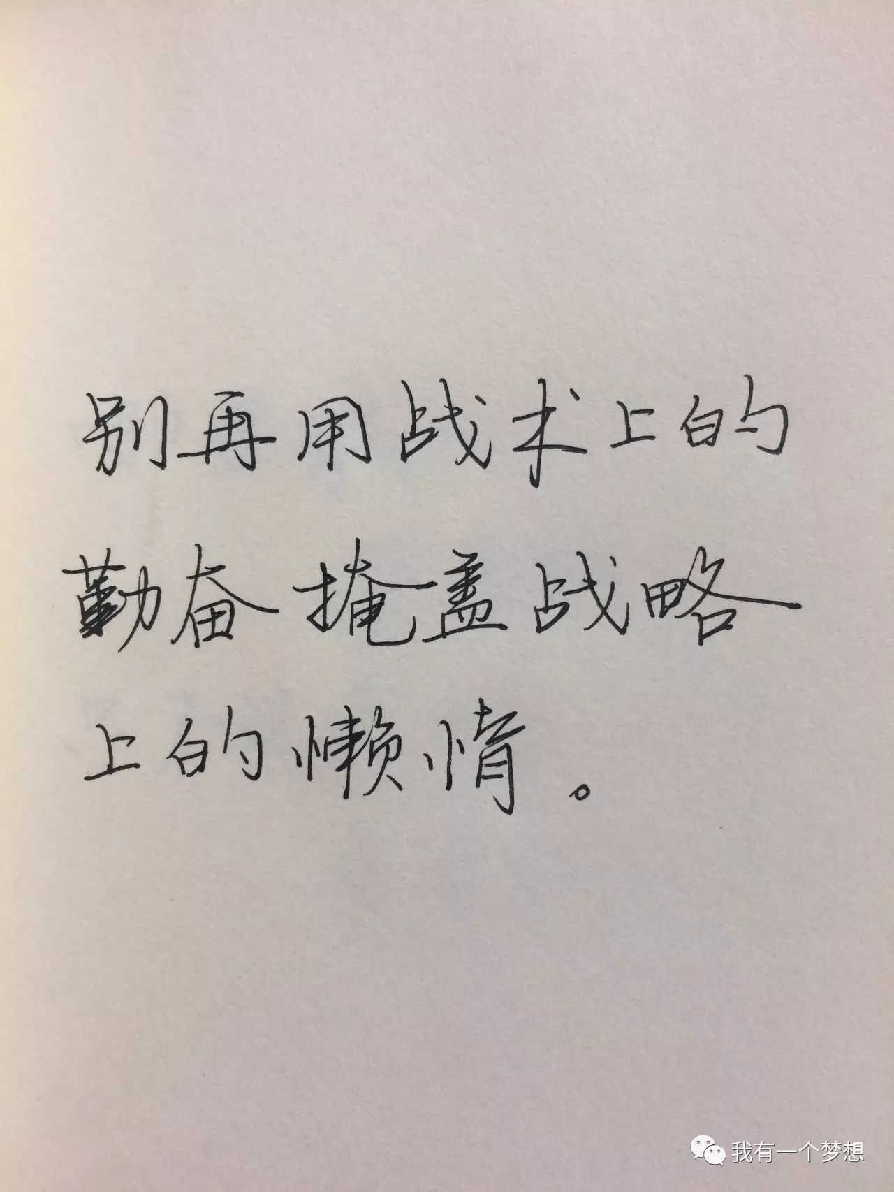 战术上的勤劳
无法掩盖战略上懒惰